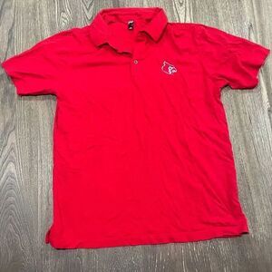 District Made Mens Polo Shirt Iowa State Cyclone Short Sleeve Cotton Red Size L
